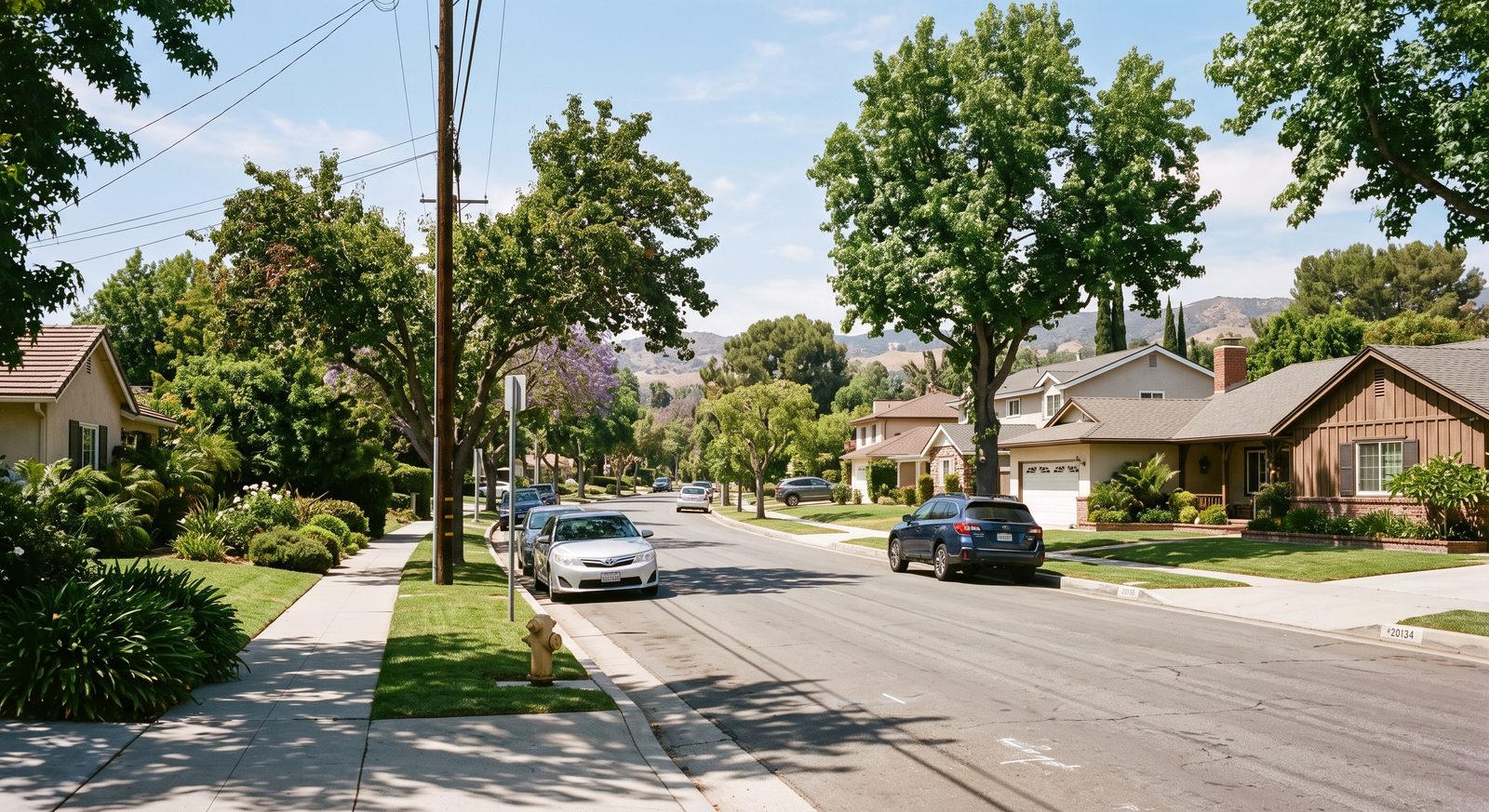 Residential street in Winnetka, California, in the San Fernando Valley